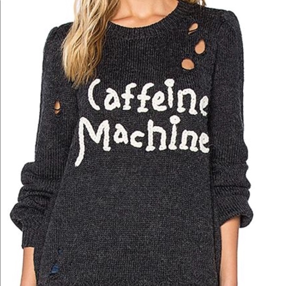 Wildfox Sweaters - Wildfox Caffeine Machine Gray distressed sweater M